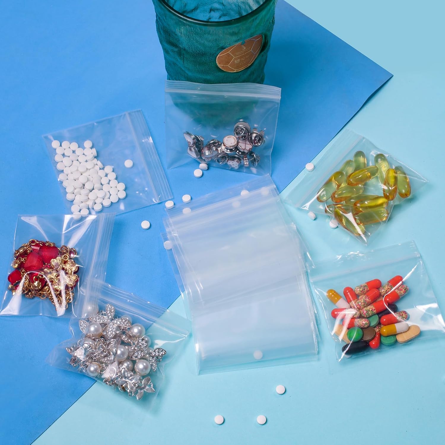 100 Packs Pill Bags 6 mil Sturdy 3x2.75 inch Pill Pouches BPA Free Seal Waterproof Handy Reusable Pill Bags for Travel Small Plastic Bags for Pill Organizer, Jewelry and Small Craft Pieces