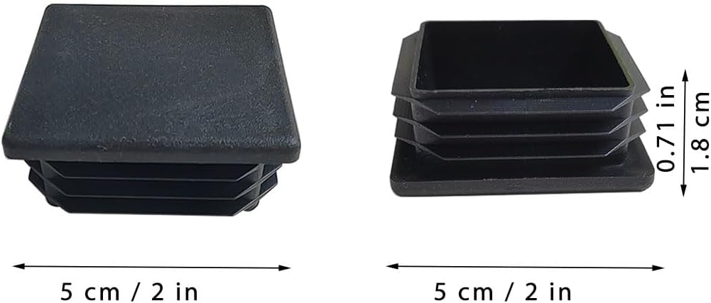 4 Pack 2'' Inch End Cap Square Tubing Black Plastic Plug,Tubing Post End Cap Suitable for Square TubeSquare Plastic Plug, Tubing Post End Cap