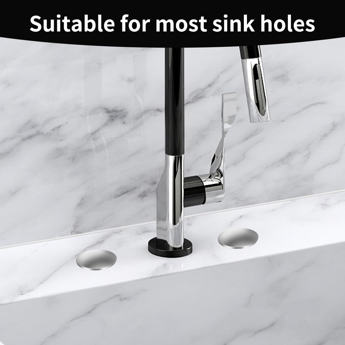 2 Inch Kitchen Sink Hole Covers, Faucet Hole Cover Stainless Steel Wash Basin Kitchen Sink Tap Hole Plate Stopper, Sealed Decoration Hole Cover Silver