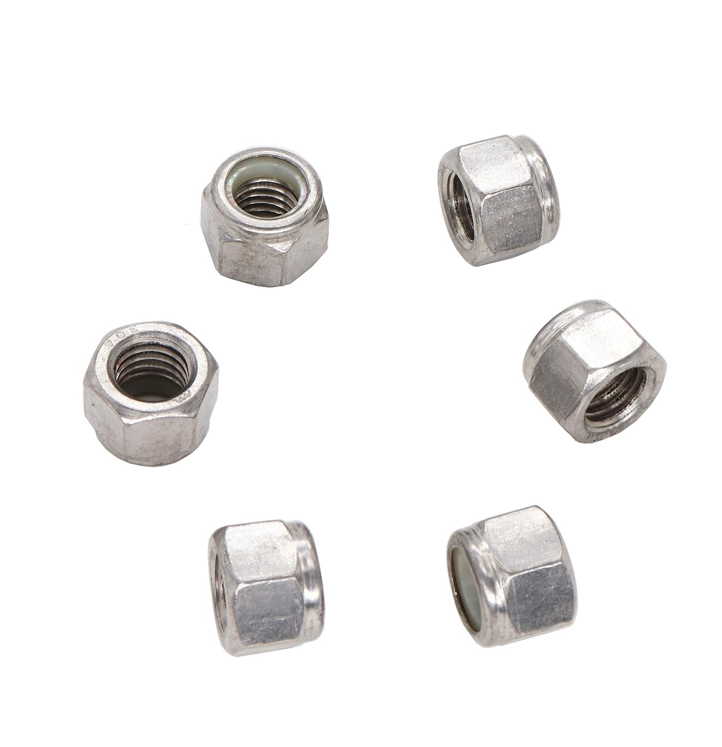 50pcs 1/4-20 Inch Nylon Inserted Self Locking Nuts - 304 Stainless Steel, 1/4" Nylock Nuts for Furniture, Tools, Handle