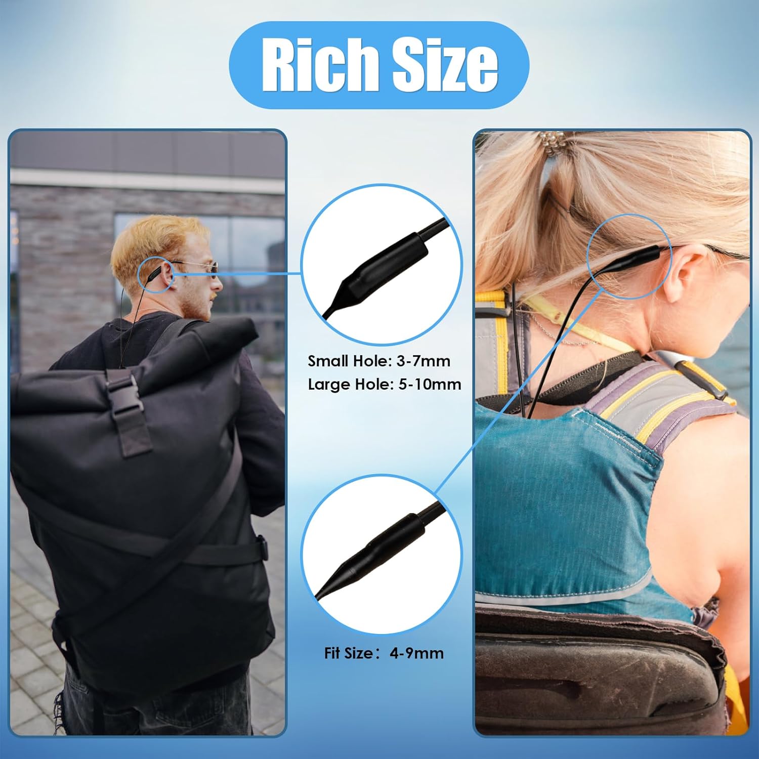6Pcs Adjustable Glasses Straps Silicone Sport Sunglasses Holder Retainer Cord Around Neck Eyewear Accessories for Men, Women, Black