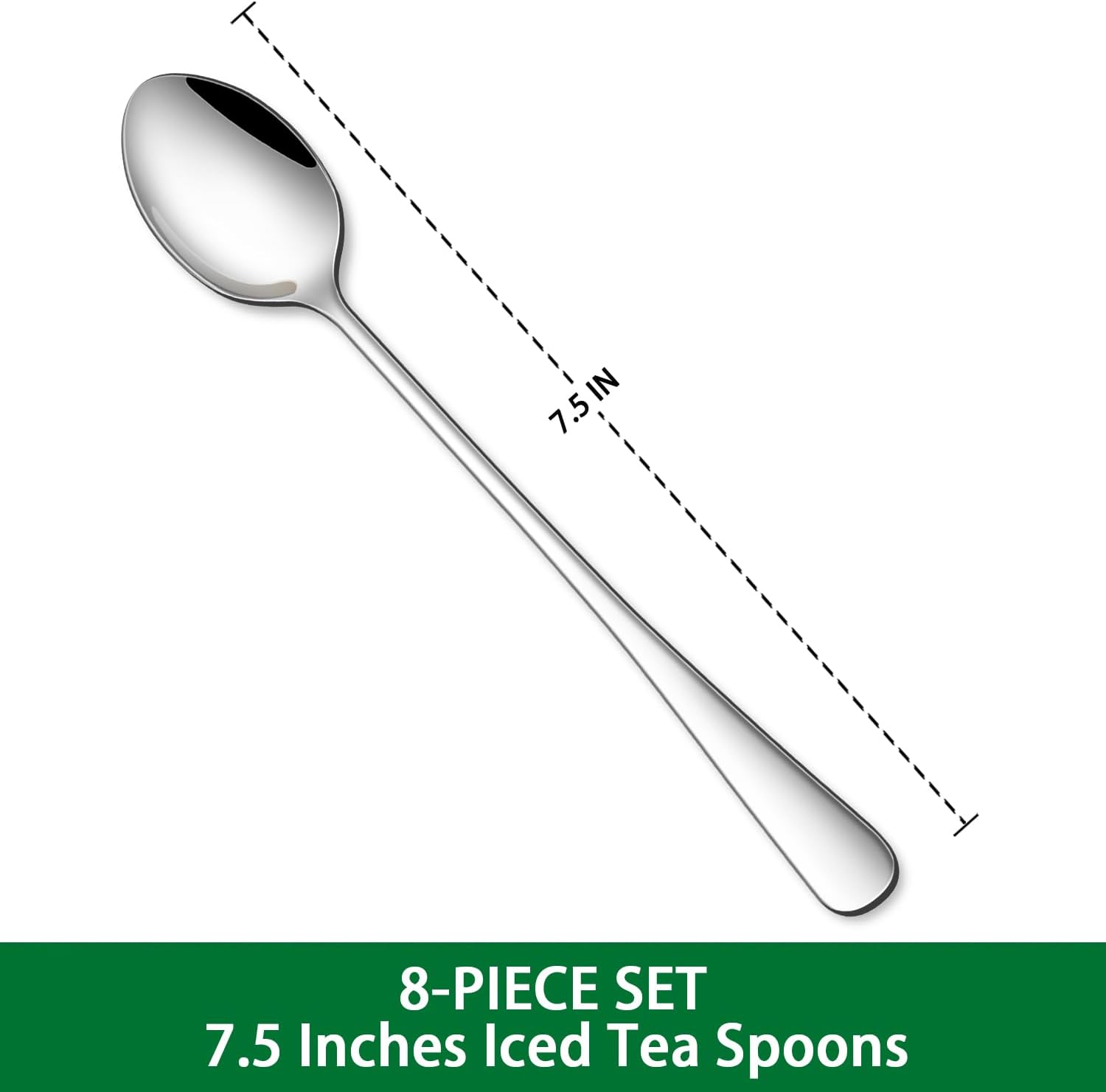 7.5 Inches Stainless Steel Iced Tea Spoons,Set Of 8 Long Stirring Spoons For Coffee,Cocktail,Ice Cream,Long Handle Iced Teaspoons,Latte Spoons For Mixing