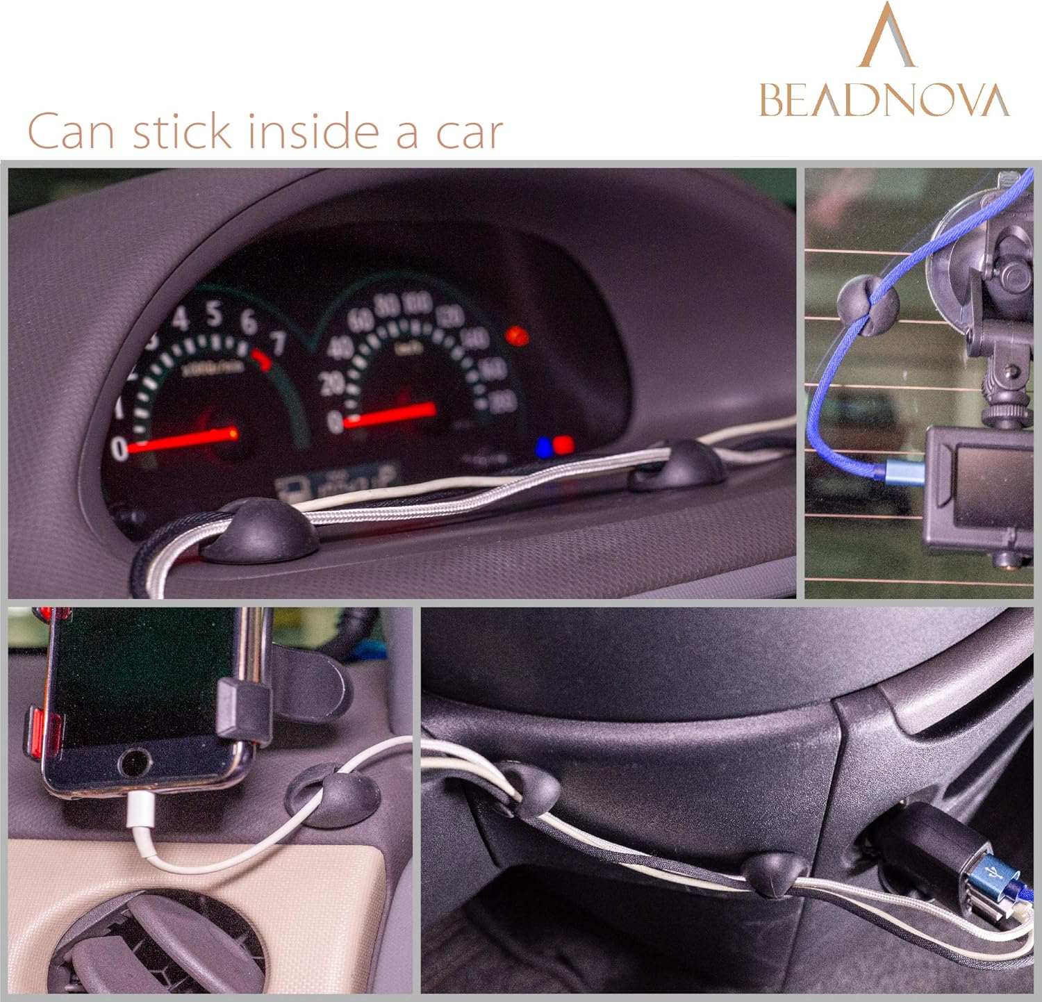 Cable Clips Cord Organizer Cable Management Wire Cord Holder 1 Slots Adhesive Wire Holder for Car Charging Accessory PC Office Home Black, 8 pcs