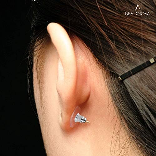 Earring Backs Replacements Earring Backing Silver Plated Pierced Hypoallergenic Ear Stud Backs Stoppers Safety Bullet Clutch Earstud Backings with Pad for Posts 120pcs