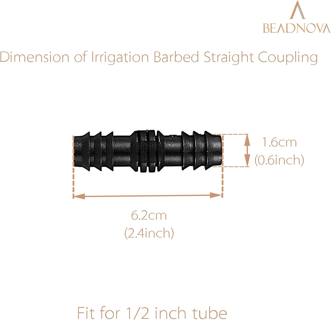Drip Irrigation Parts 10 Pcs 1/2 Inch Barbed Straight Couplings Fittings Drip Line Connectors for 1/2 Inch Irrigation Tubing Garden Watering System 10pcs