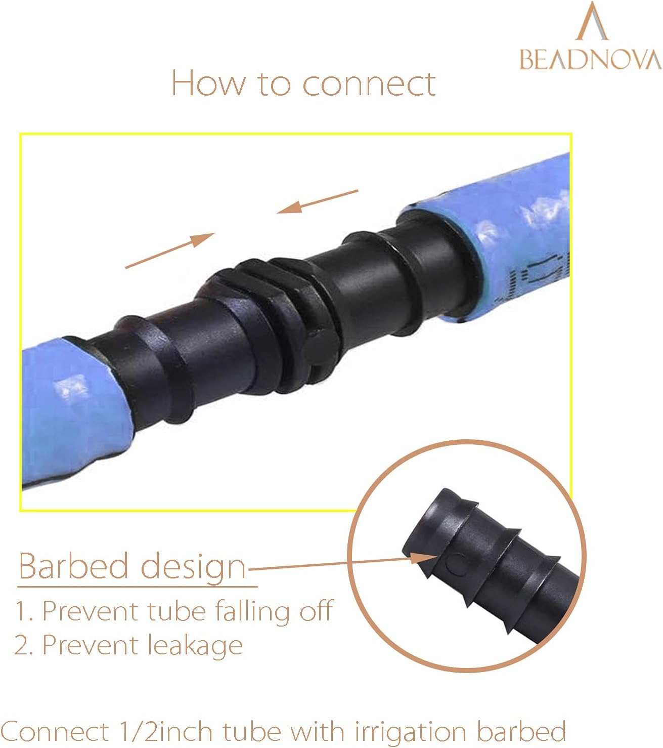 Drip Irrigation Parts 10 Pcs 1/2 Inch Barbed Straight Couplings Fittings Drip Line Connectors for 1/2 Inch Irrigation Tubing Garden Watering System 10pcs