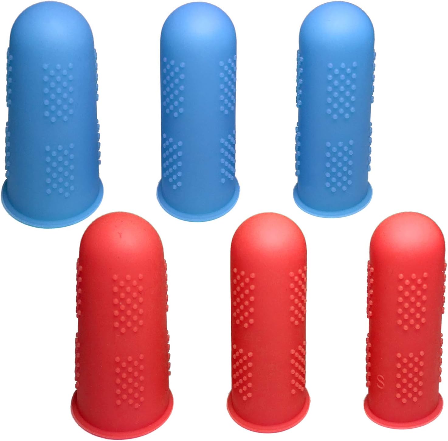 Finger Cot Silicon Finger Gloves Protector for Electronic Repair Painting Jewelry Cleaning Crafting Industrial Apply Pack of 6-3 Size, Blue & Red Color