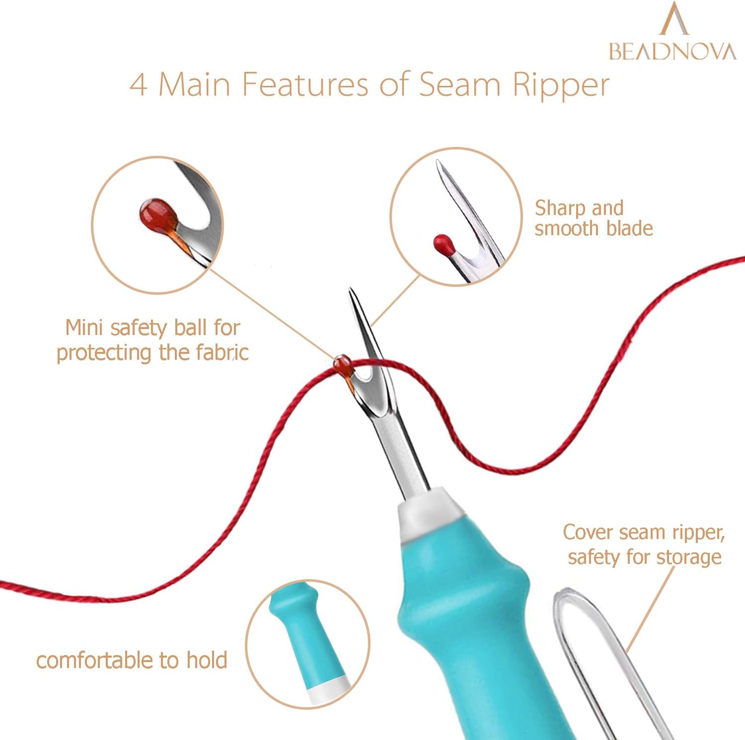 Seam Ripper 2pcs Thread Cutter Stitch Remover Large Thread Remover Stitch Eraser Tag Ripper for Clothes Crafting Embroidery