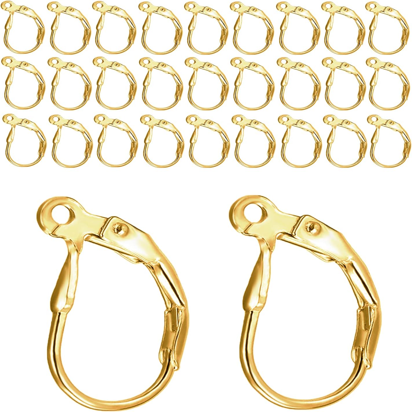 Leverback Earring Hooks 60pcs French Ear Wire Lever Back Earwire for Jewelry Making Crafting Gold