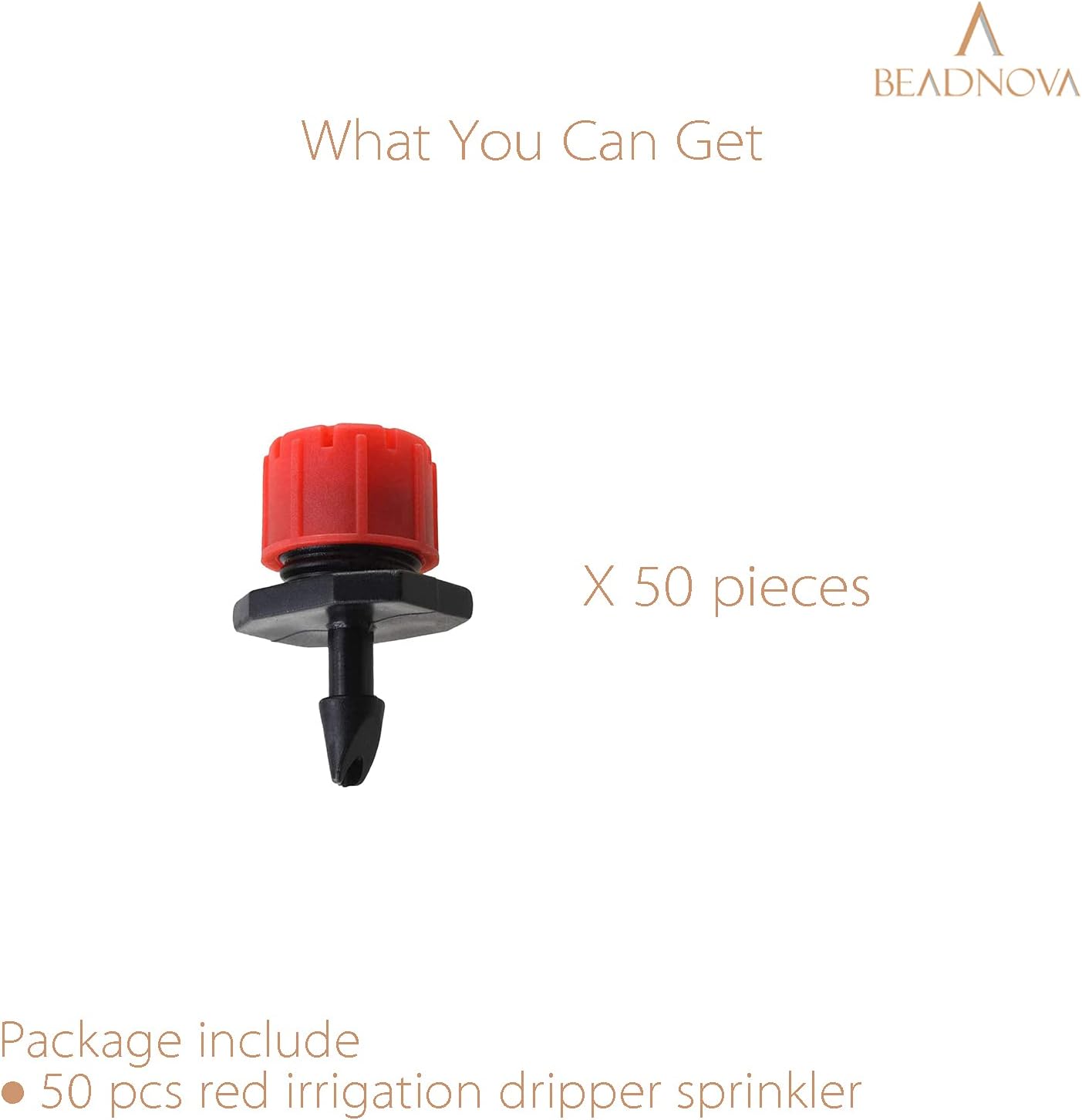 Drip Irrigation Emitters 50 Pcs Irrigation Drippers 360 Degree System Emitters Sprinklers Drippers for Drip 1/4 Inch Tube Gardening Red