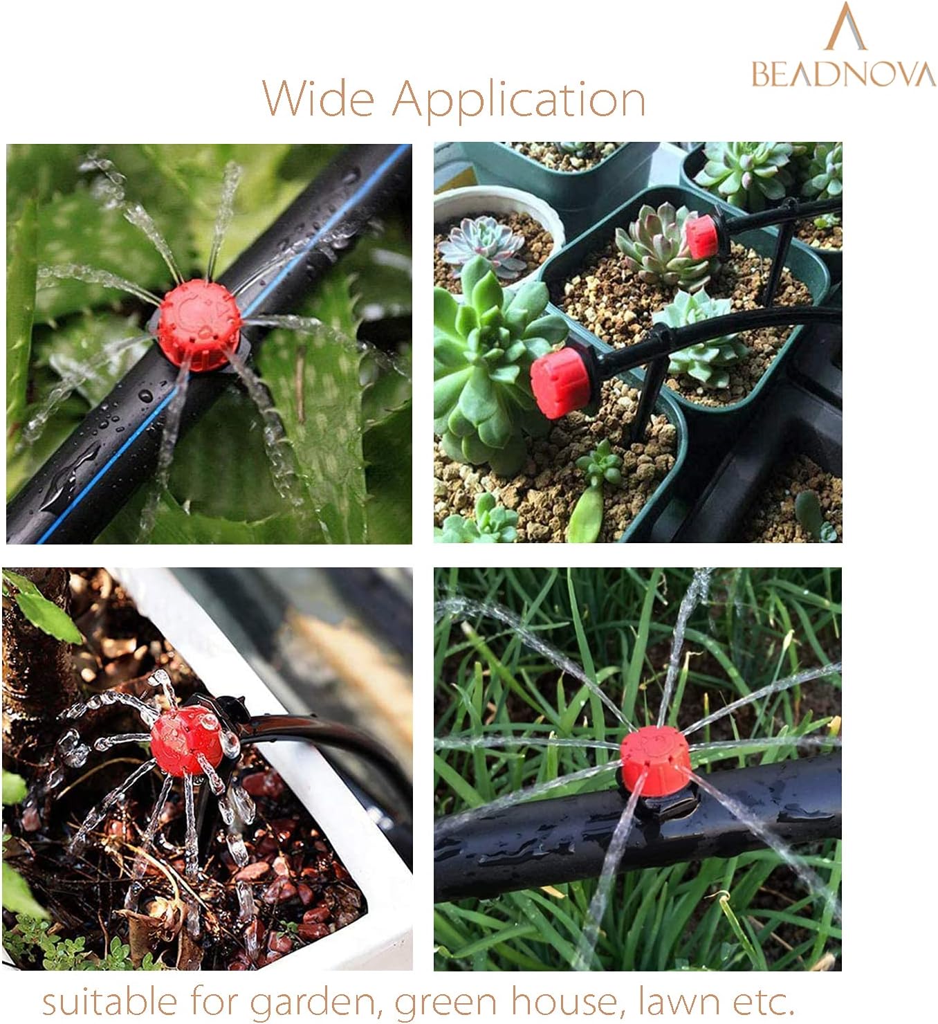 Drip Irrigation Emitters 50 Pcs Irrigation Drippers 360 Degree System Emitters Sprinklers Drippers for Drip 1/4 Inch Tube Gardening Red