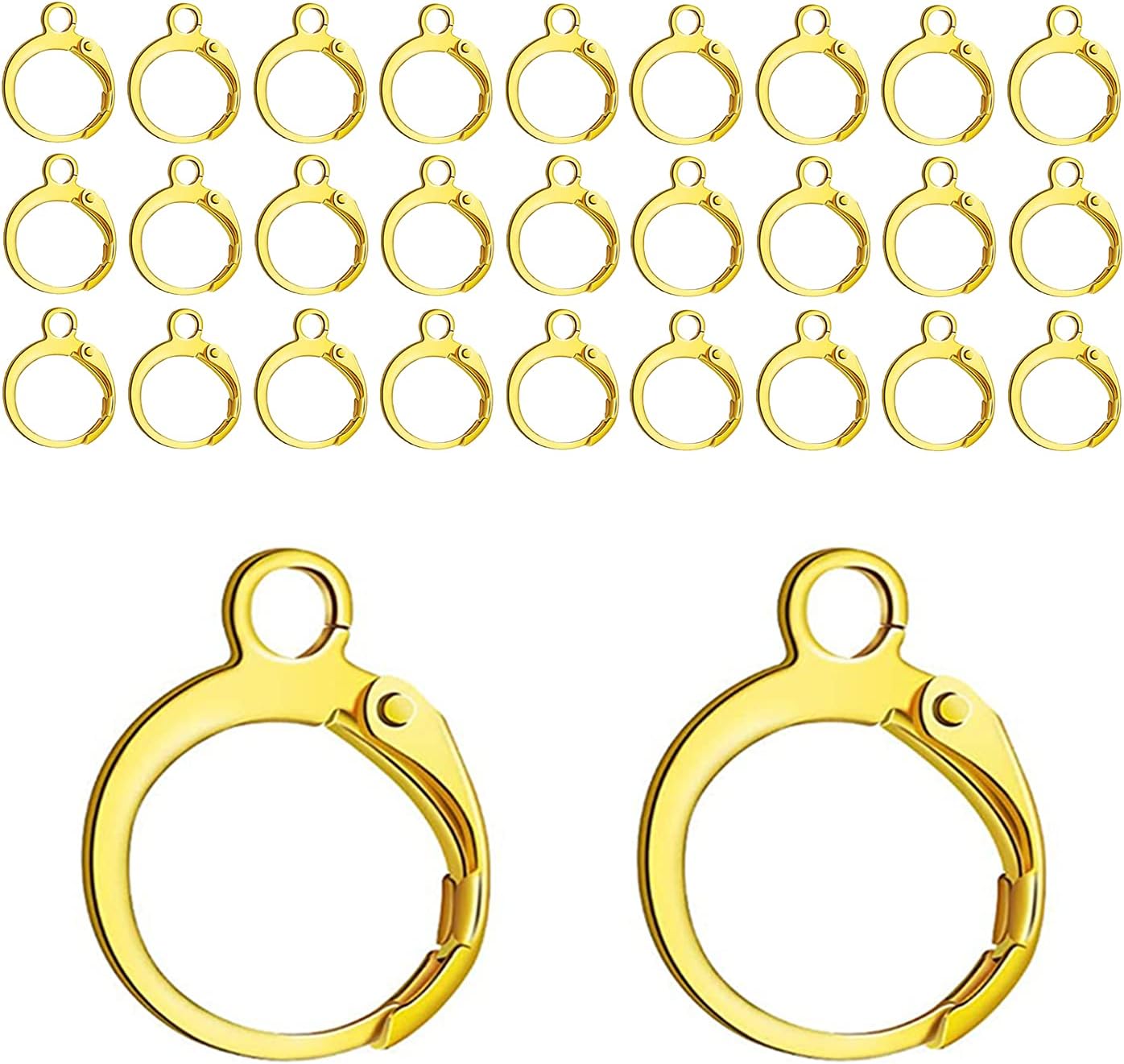 Leverback Earring Hooks 60pcs French Ear Wire Lever Back Earwire for Jewelry Making Crafting Gold