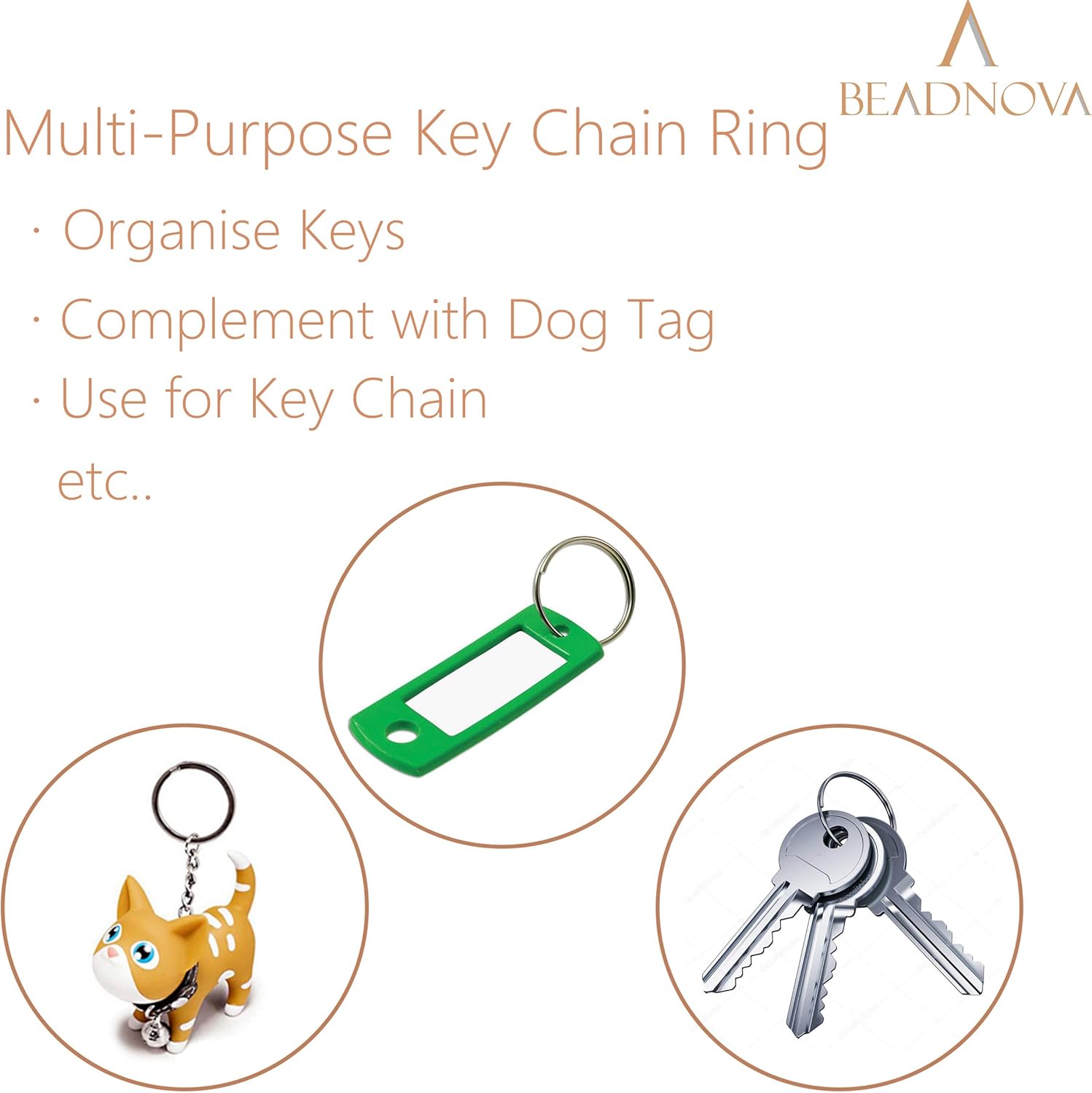 Key Chain Ring Metal Split Ring for Dog Tag and Keys Organization 32mm, 30pcs