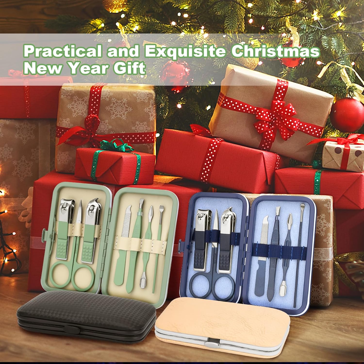 Manicure Set-Stainless Steel Nail Care Set-Professional 7 in 1 Ingrown Toenail Clipper Grooming Tool-Pedicure Kit & Toe Nail Cutter-Thick Nail Scissors Toiletries with Cuticle Trimmer Green