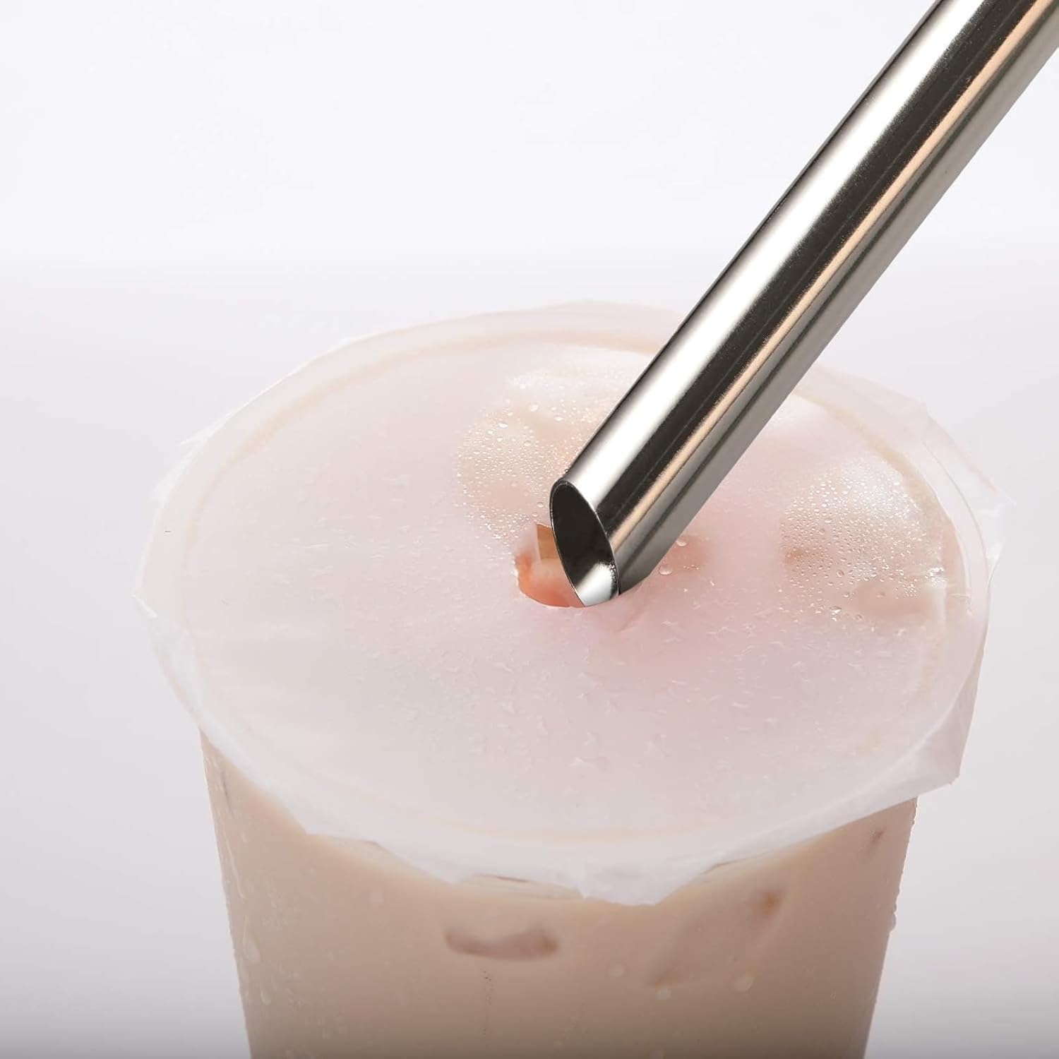 Angled Tips 2 Pcs Jumbo Reusable Bubble Tea Straws & Smoothie Straws, 0.5" Wide Stainless Steel Straw, Metal Straw for Boba, Tapioca Pearl, Milkshakes,Smoothies | 1 Cleaning Brush & 1 Case