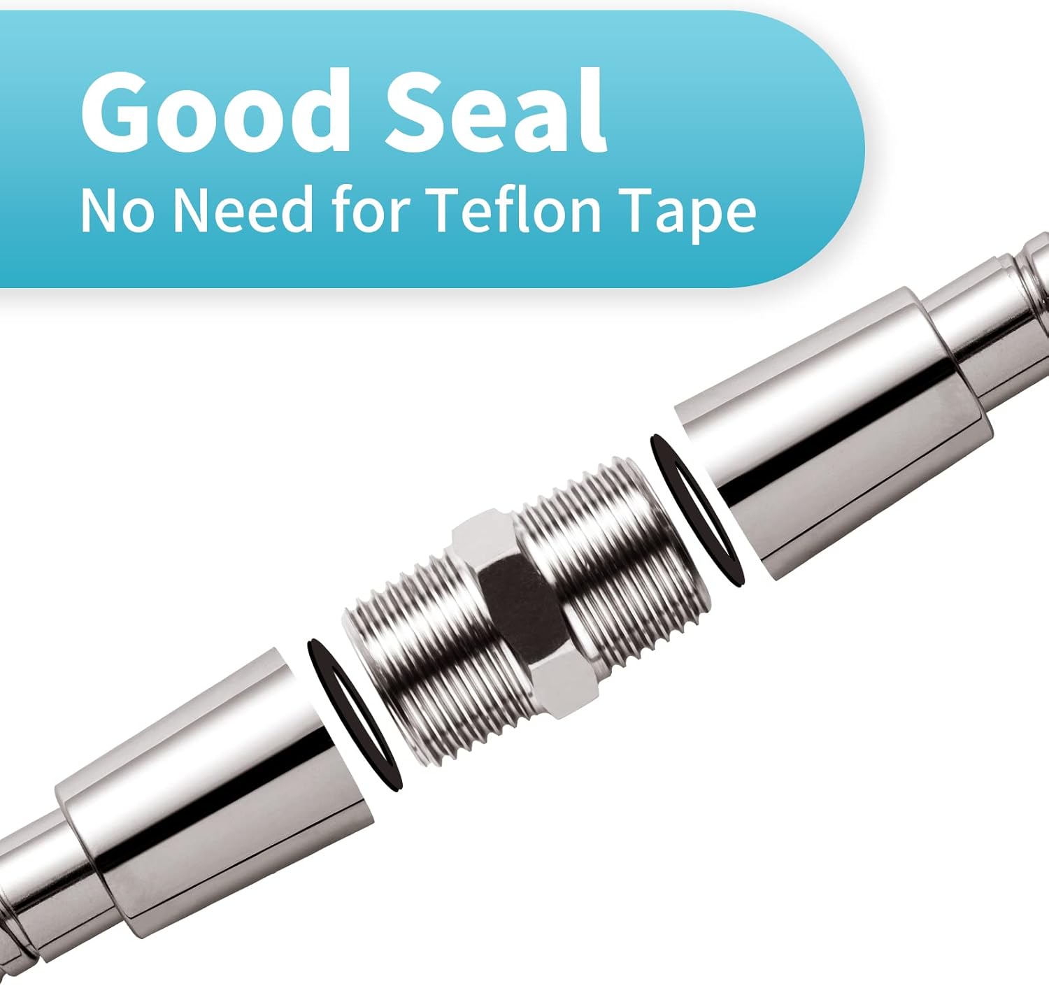 Shower Hose Extension Connector, 1/2 to 1/2 Shower Hose Extender Fitting Extra Long Joint, Used to Connect Two Hoses, Solid Stainless Steel, 1 PCS