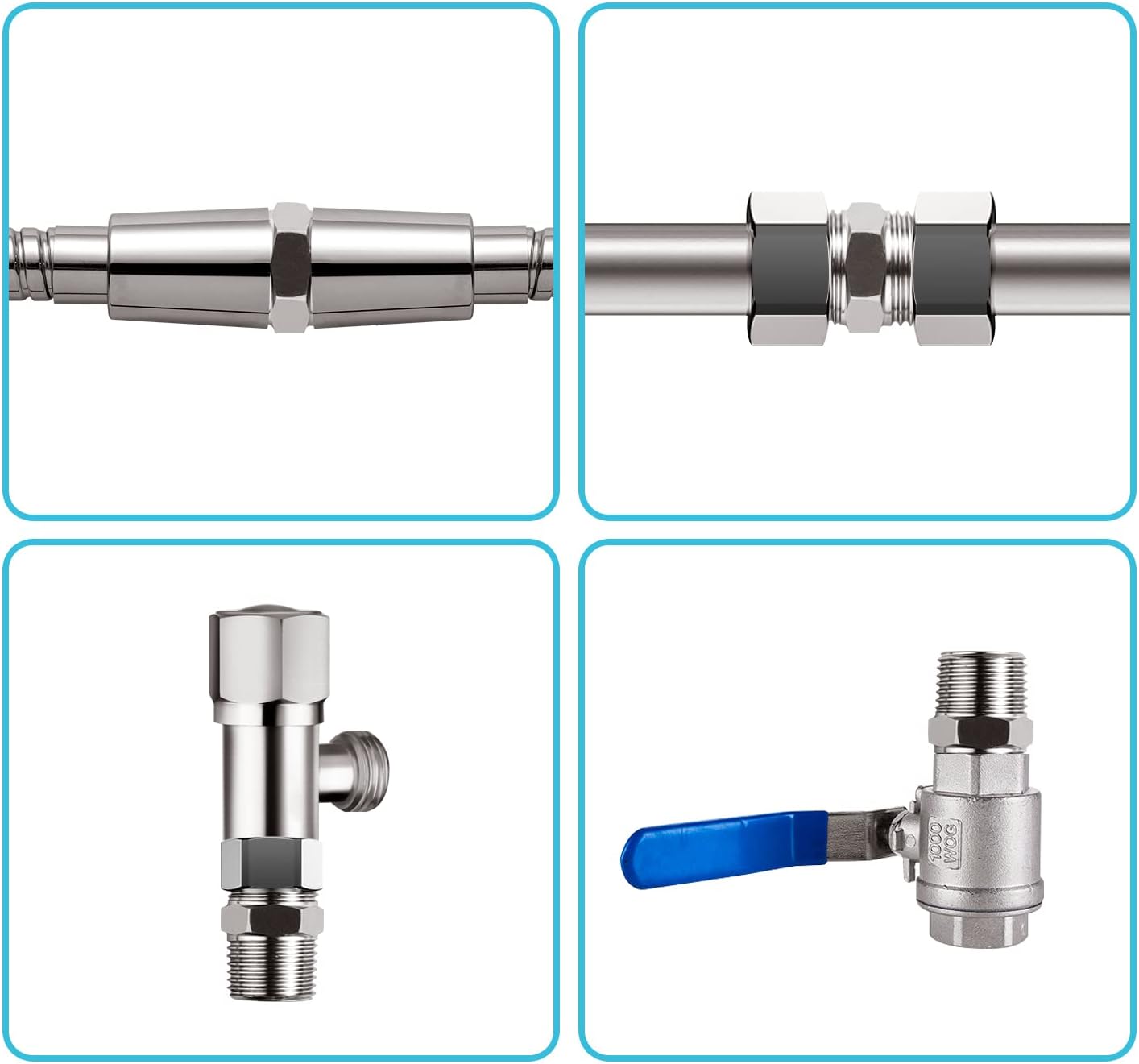 Shower Hose Extension Connector, 1/2 to 1/2 Shower Hose Extender Fitting Extra Long Joint, Used to Connect Two Hoses, Solid Stainless Steel, 1 PCS
