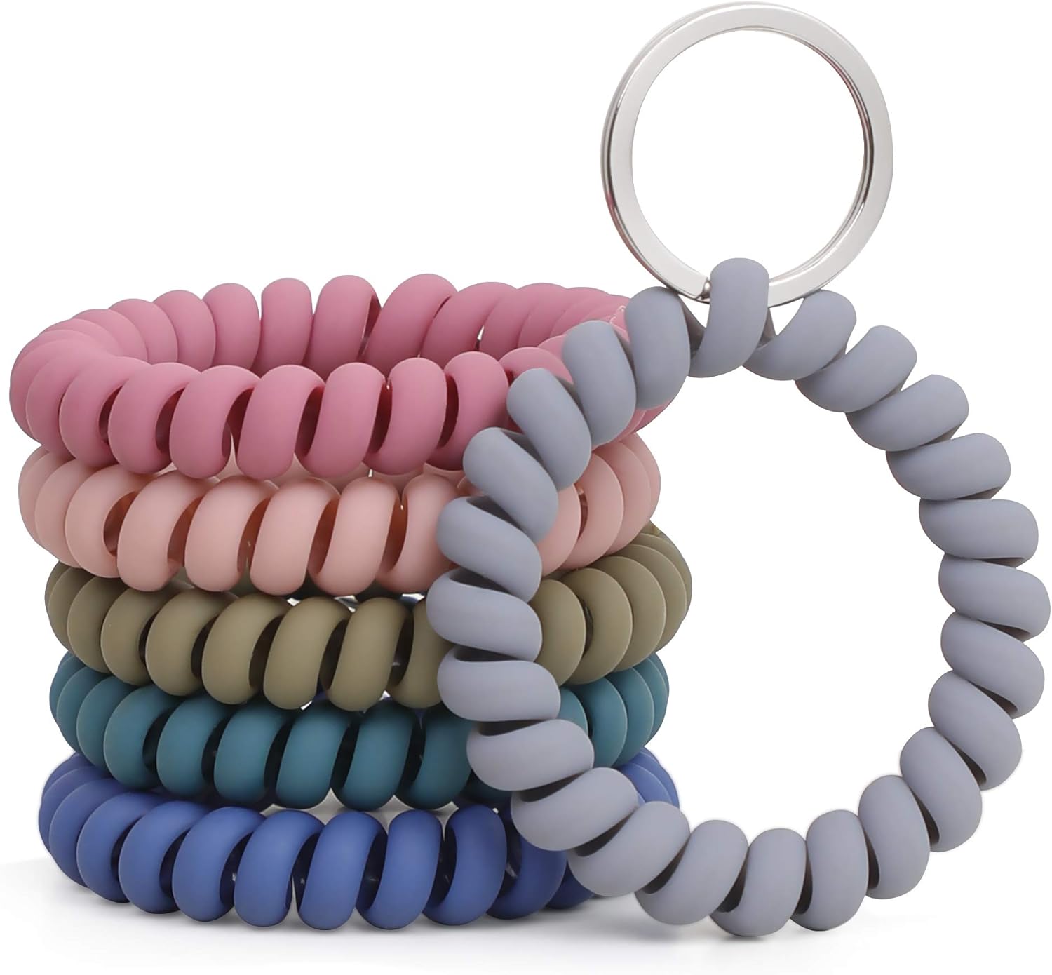 6PCS Stretchable Wristband Wristlet Keychain Wrist Key Chain Wristlet,Spring Flexible Spiral Wrist Coil Wrist Key Holder Key Ring for Sauna Gym Pool ID Badge and Outdoor Sports