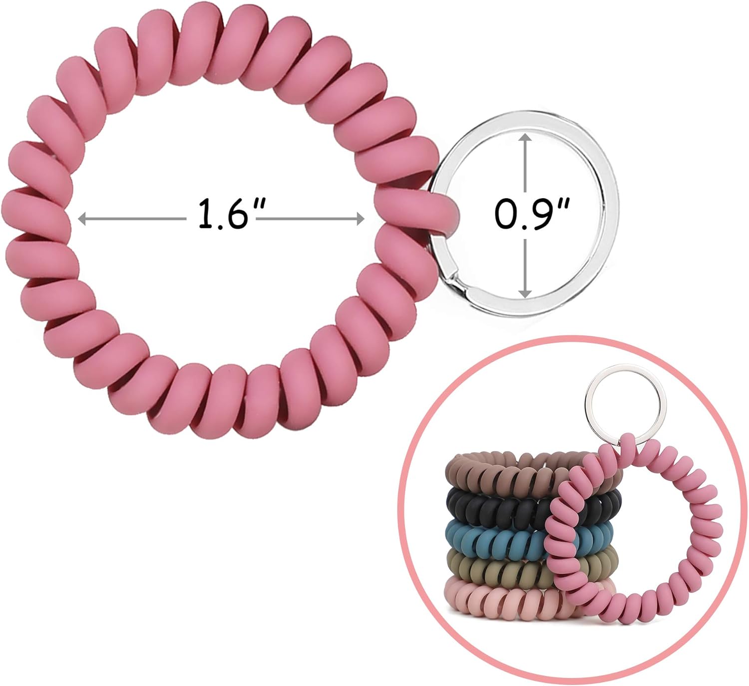 6PCS Stretchable Wristband Wristlet Keychain Wrist Key Chain Wristlet,Spring Flexible Spiral Wrist Coil Wrist Key Holder Key Ring for Sauna Gym Pool ID Badge and Outdoor Sports