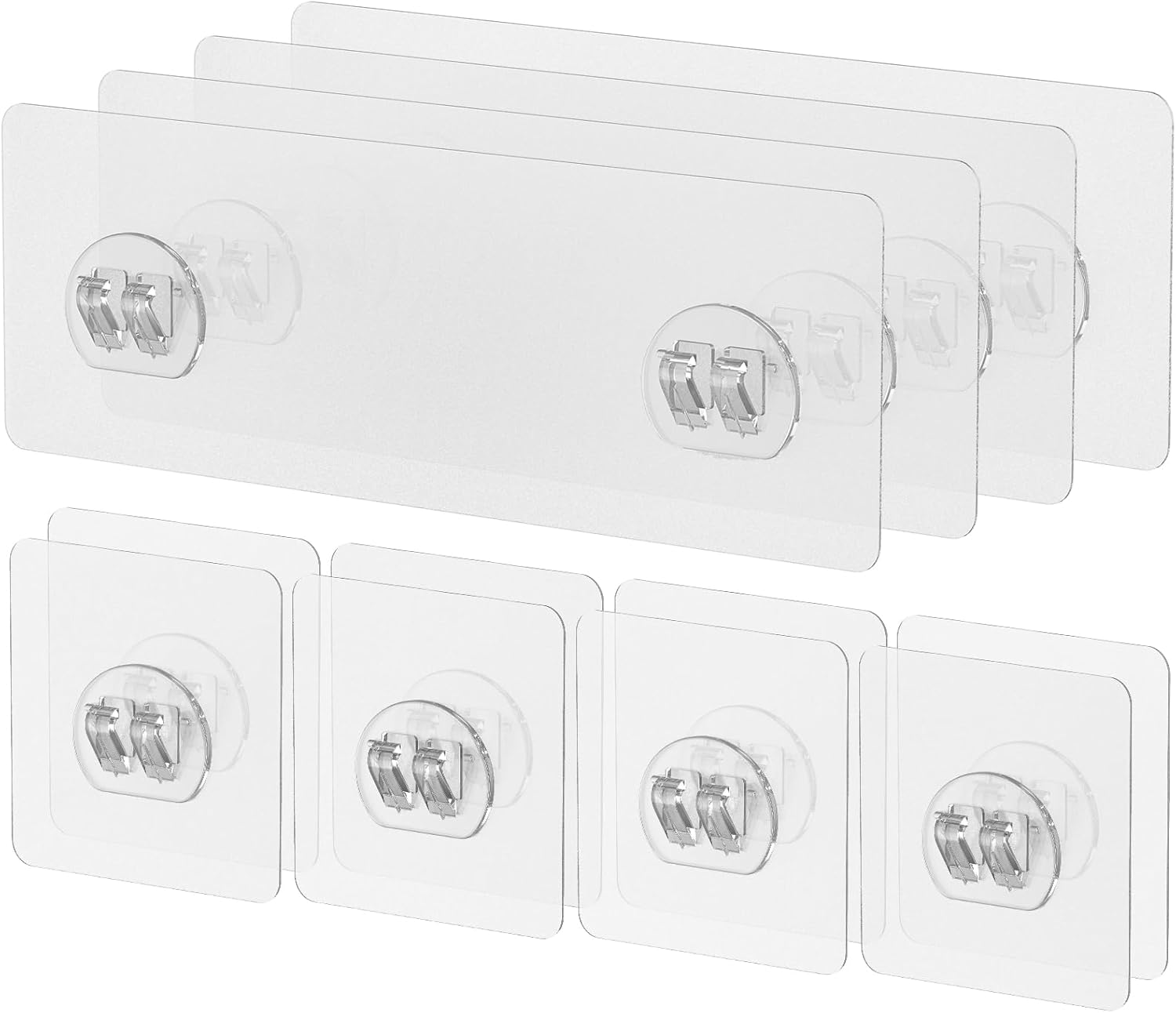 12 Pcs Shower Caddy Adhesive Hooks,Strong Shower Hooks, Caddy Adhesive Replacement, Transparent Bathing Sticky Strips for Bathroom Storage Shelves, Kitchen Racks and Baskets