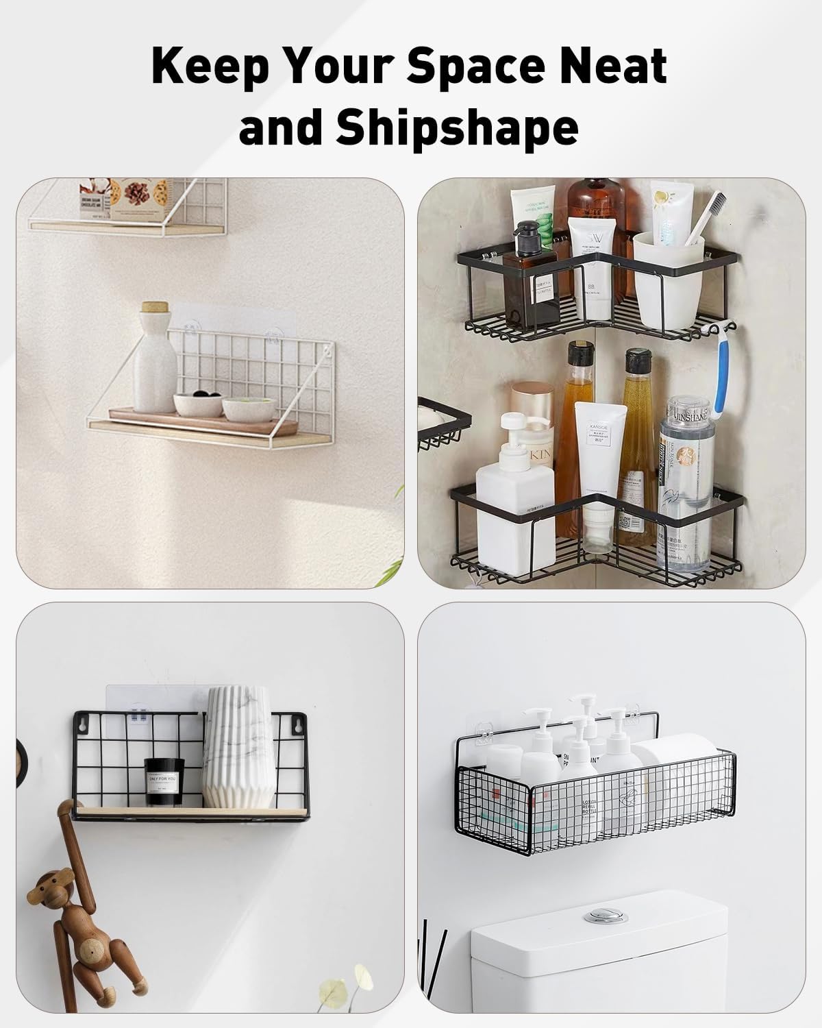 12 Pcs Shower Caddy Adhesive Hooks,Strong Shower Hooks, Caddy Adhesive Replacement, Transparent Bathing Sticky Strips for Bathroom Storage Shelves, Kitchen Racks and Baskets
