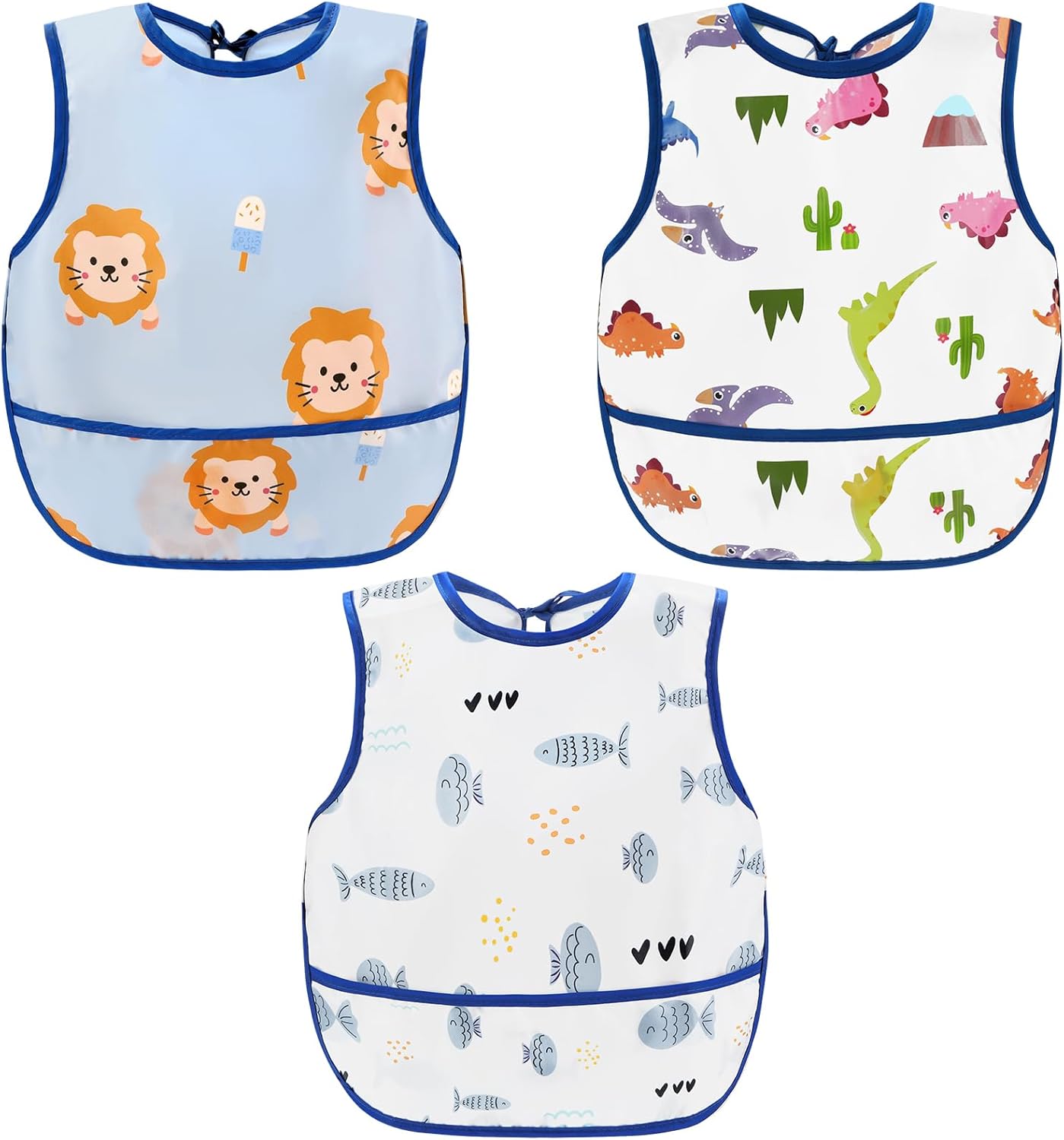 Waterproof Baby Bibs for Eating, Mess Proof Toddler Feeding Bibs for Girls Boys