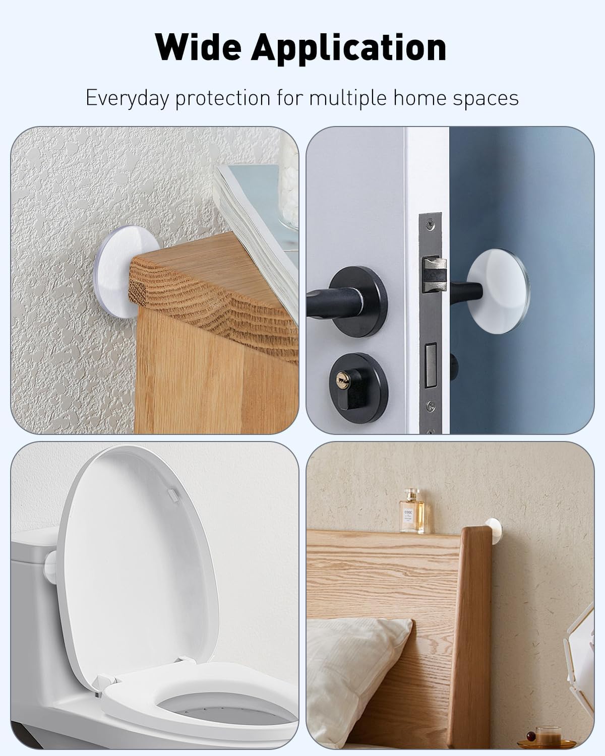 8 Pcs Door Stoppers for Wall, Adhesive Door Knob Wall Protector, Clear Wall Protectors from Door Knobs, Reusable Door Bumpers for Handle Shower Cabinet Home & Kitchen