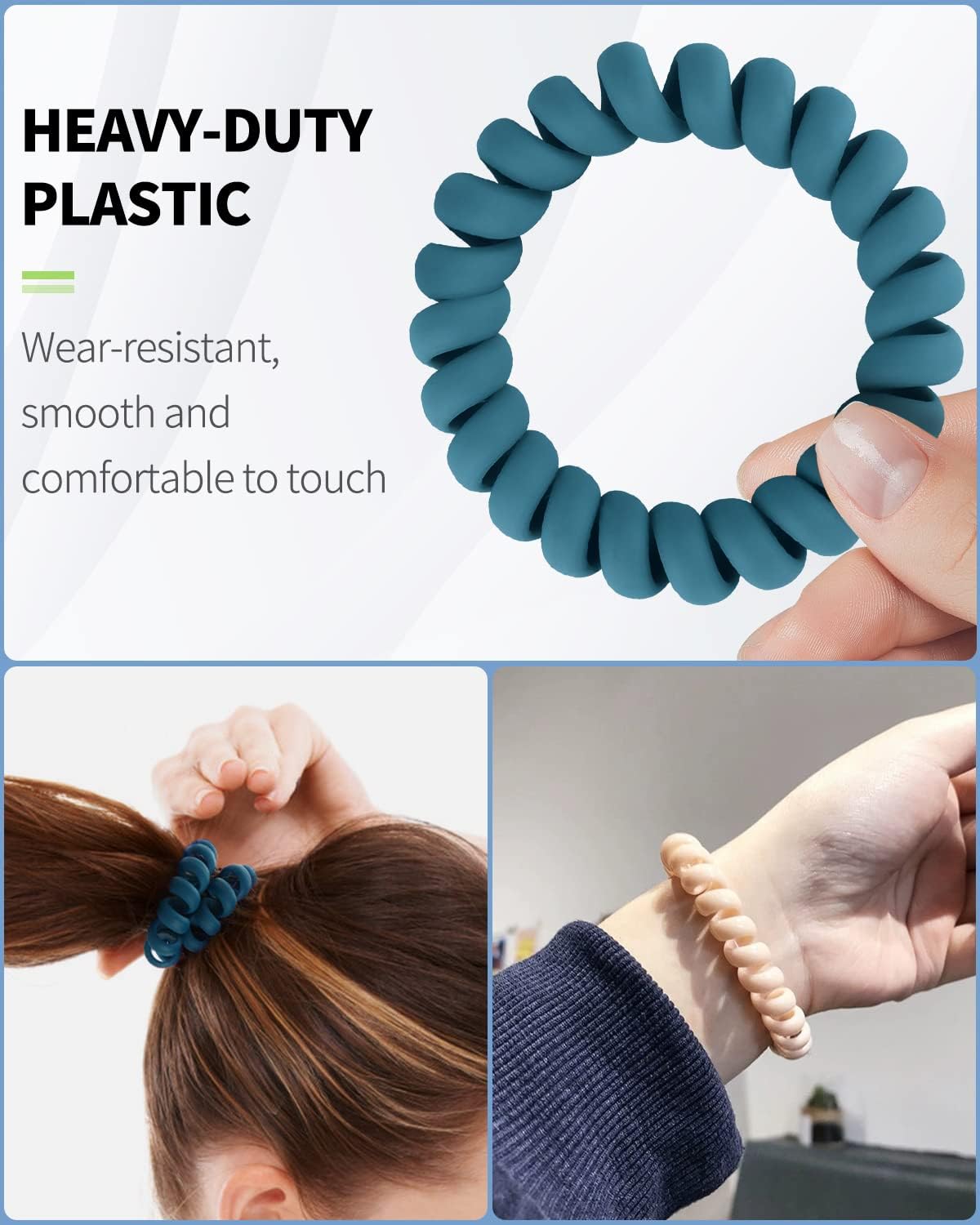 Wristlet Keychain Flexible Plastic Spring Spiral Coil Key Holder with Silver Key Ring Chain Holder Tag