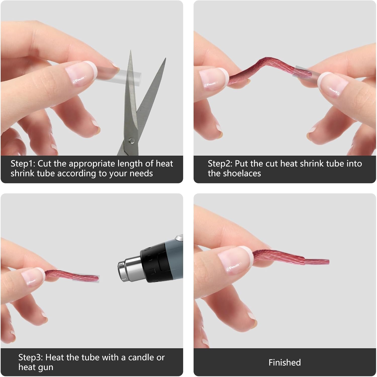 20Pcs Transparent Rope Head Sealing Heat Shrink Tubing Aglets for Shoelaces, Shoe Lace Ends Tips Rubber Shoe Laces, Shoelace Clips Rope Laces Used for DIY Shoelace Heads, Clothing Rope Heads