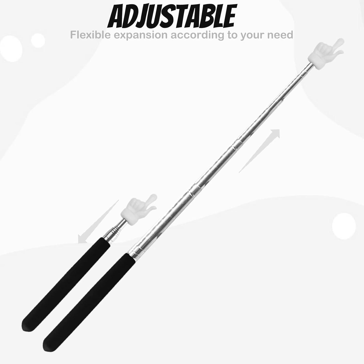 2Pcs Telescopic Teachers Pointer, Extendable Hand Pointer Finger Pointer Stick, Mini Retractable Classroom Pointer for Elementary School Kindergarten Teacher, Classroom Supplies Black