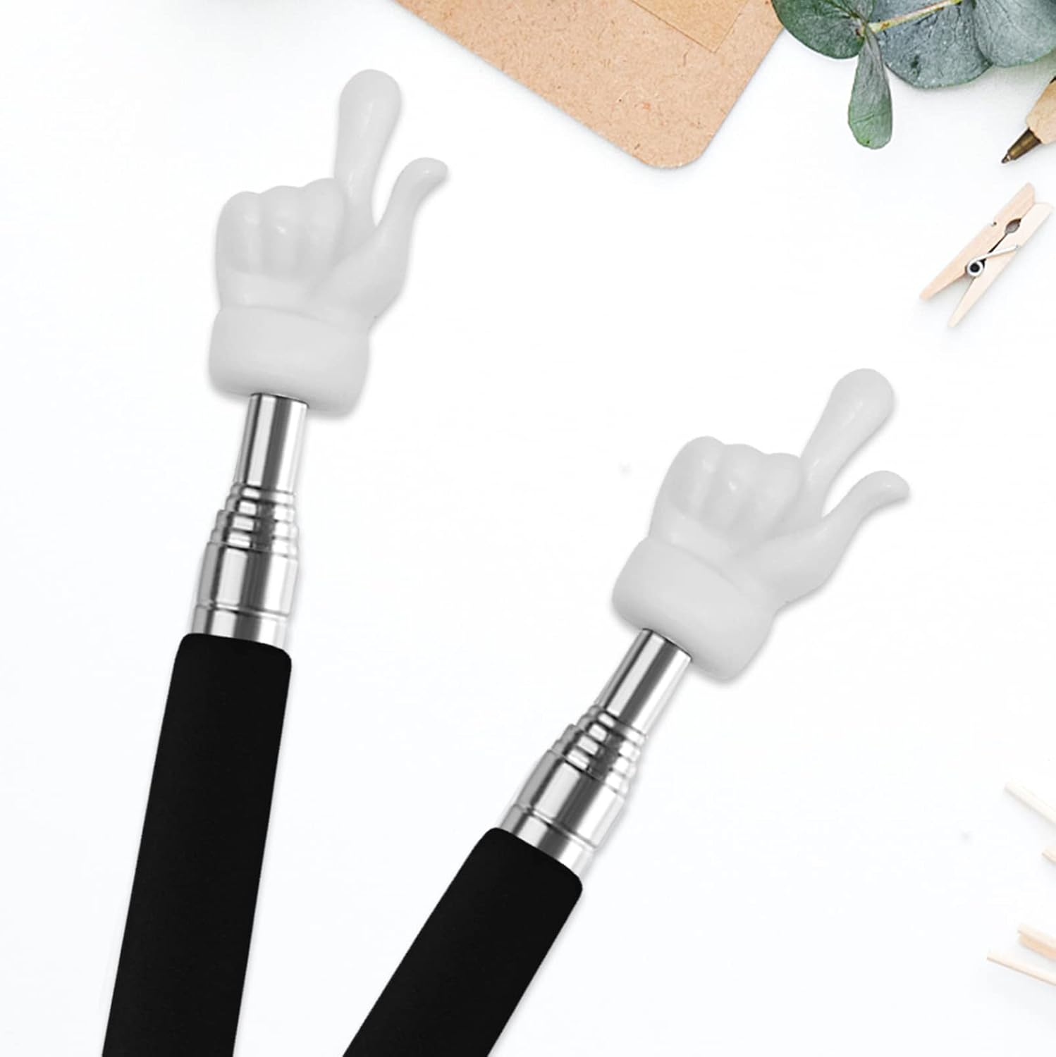 2Pcs Telescopic Teachers Pointer, Extendable Hand Pointer Finger Pointer Stick, Mini Retractable Classroom Pointer for Elementary School Kindergarten Teacher, Classroom Supplies Black