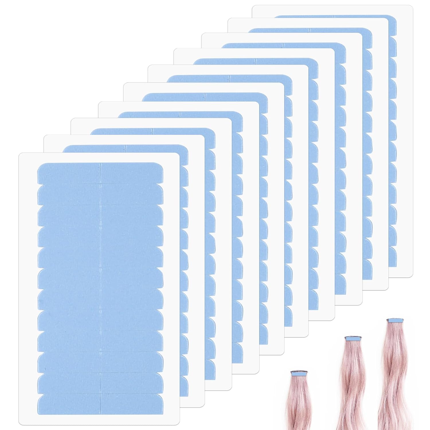 120Pcs Hair Extension Tape Double Sided Hair Tape, Adhesive Replacement Tape for Hair Extensions, Human Hair Tape Tabs Tape in Tape Extension Replacement Wig Tape, Wig Tape Beauty Tools Blue