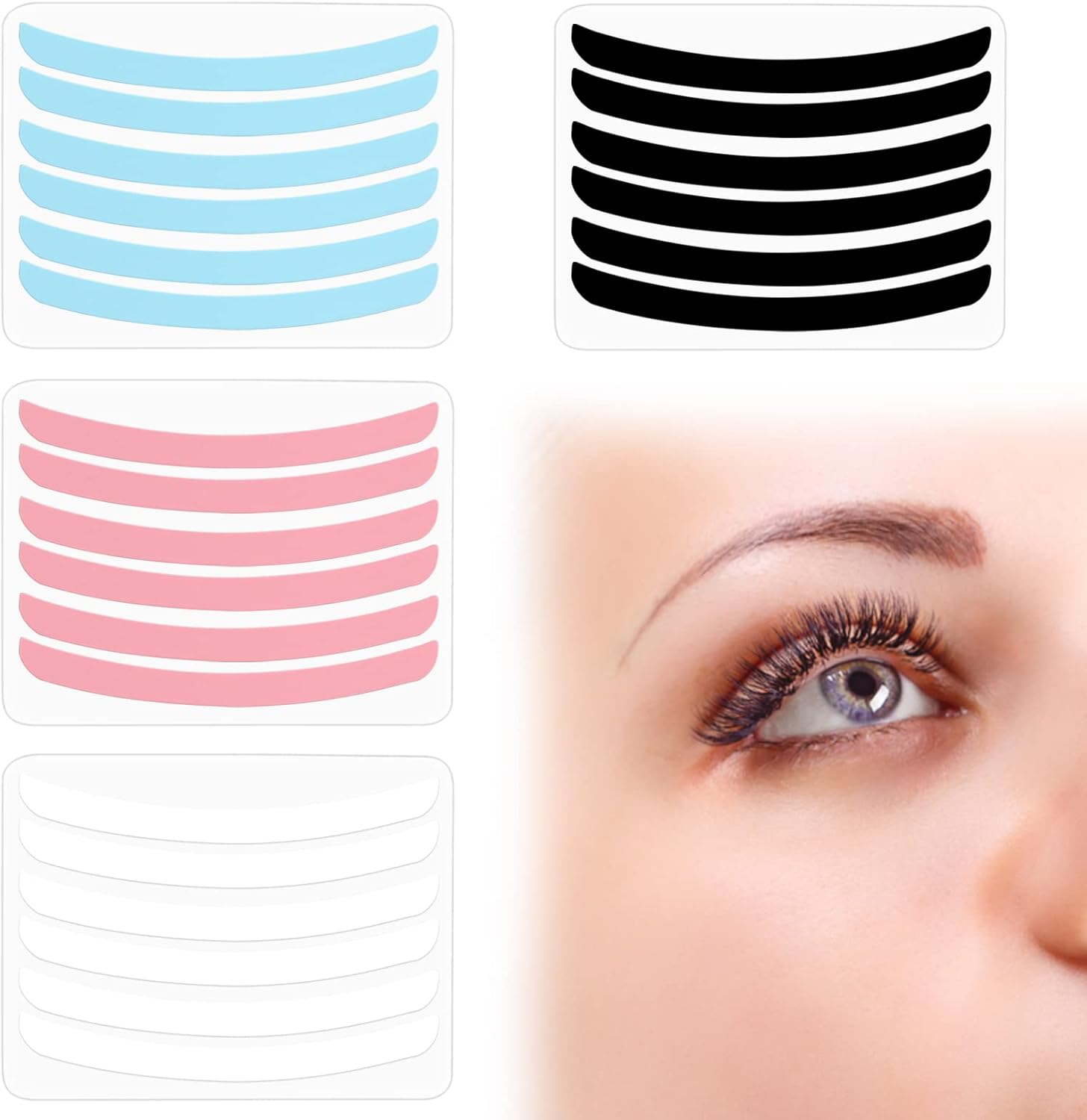 24Pcs Lash Lift Rods Ribbon Kit, Reusable Lash Lift Pads Lash Lift Tool, Soft Pads Silicone Perm Ribbon Eyelash Lifting Compensator, Eyelash Tapes Makeup Beauty Tools for Eyelashes Lifting 4 Colors