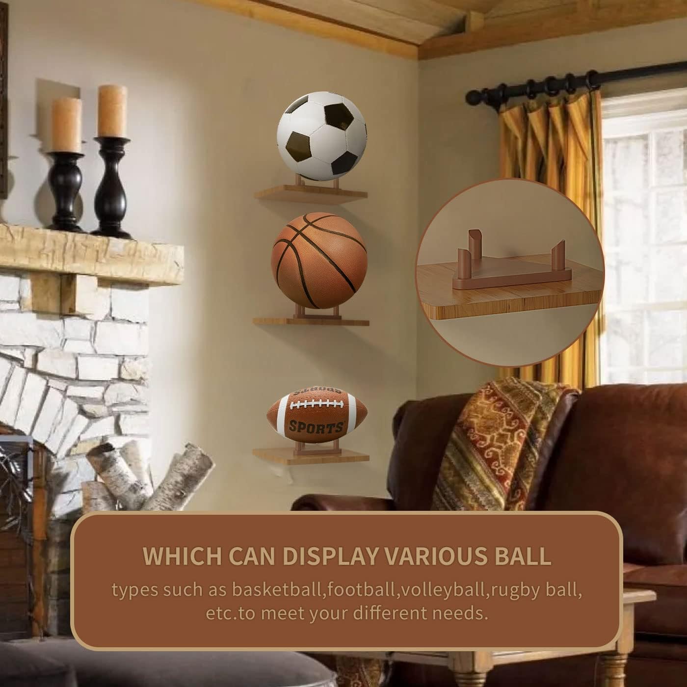 Ball Stand Holder,Ball Display Stand Wooden for Football Basketball Stand Soccer Ball Holder,Rugby Ball Volleyball Sports Ball Storage Rack Made of Solid Wood,Trophy Autograph Memorabilia Display Case