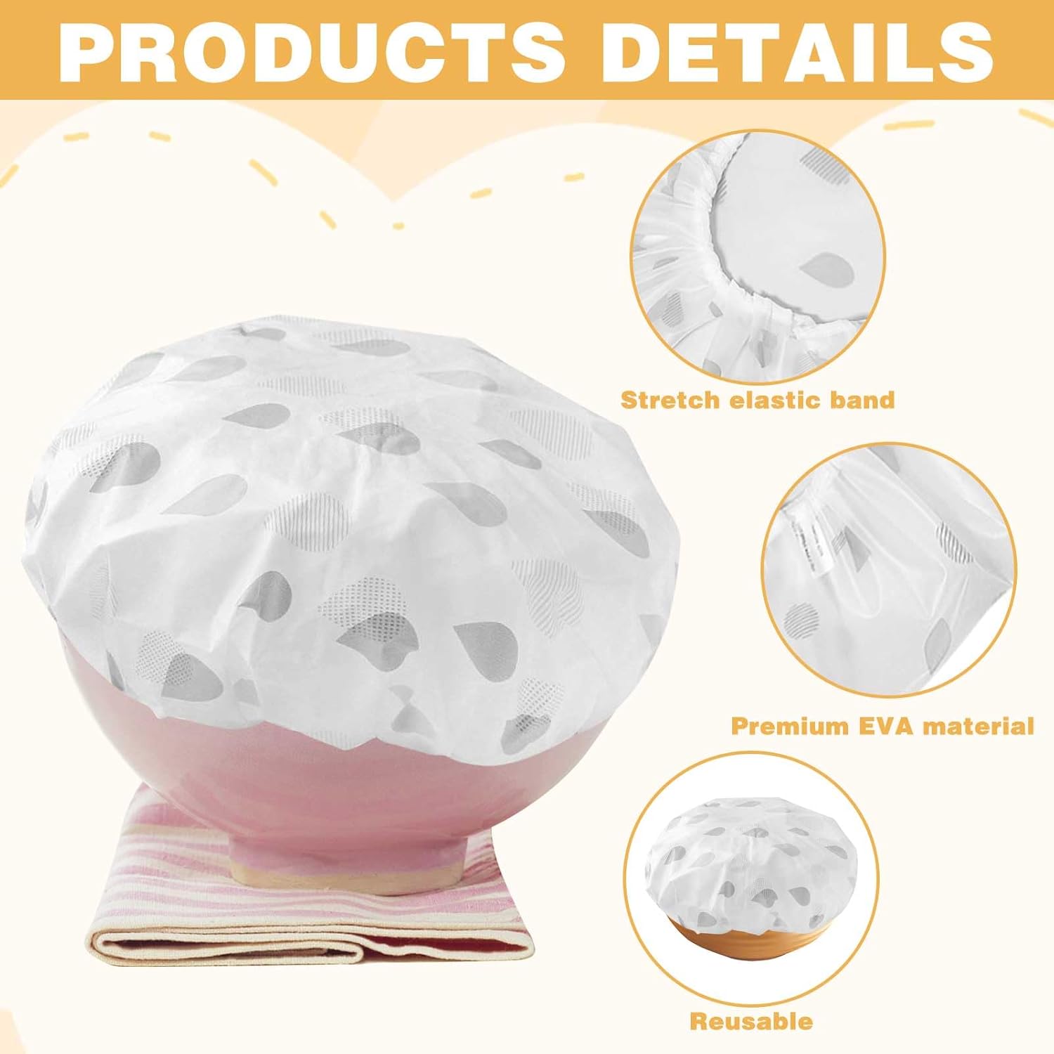 2Pcs Reusable Bread Elastic Bowl Covers for Rising, Sourdough, Adjustable Cover