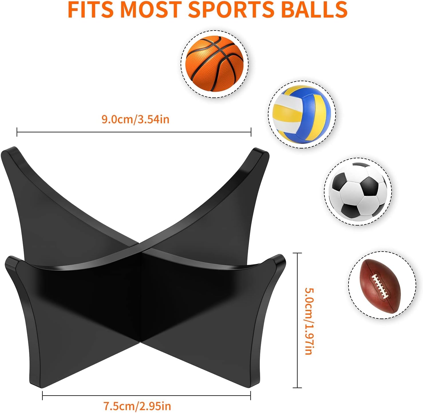 Acrylic Ball Stand Holder - Display Stand for Football, Basketball, Soccer, Volleyball, Rugby & More - Trophy & Memorabilia Showcase