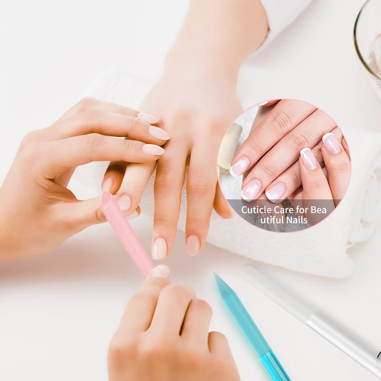 3 Pcs Glass Cuticle Pusher Nail File Cuticle Manicure Stick Remover Cuticle Tool Set Double Sided Crystal Glass with Grit Cuticle Care Stick for Women Girls Nail Salons Homes Pink,Blue,Transparent