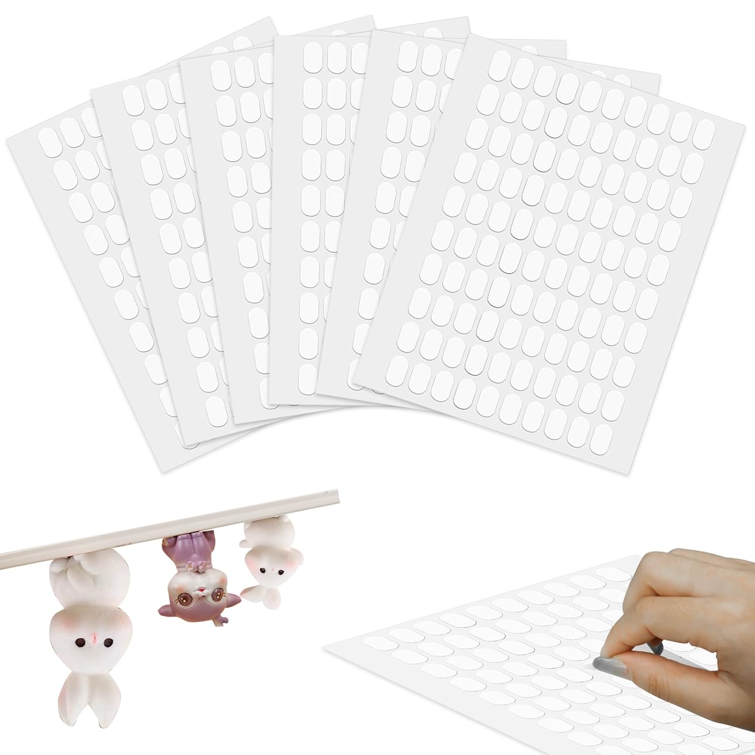 600Pcs Double Sided Dots Glue, Clear Sticky Tack Putty Removable, Sticky Gel Dots Tacky Putty Crafts Mounting Putty, No Trace Poster Putty Sticky Tack for Wall Hanging 0.51 X 0.31 Inches
