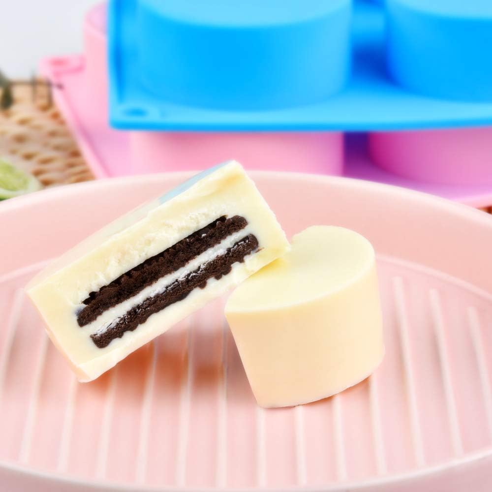 Cake Puck Molds, Silicone Cookie Molds Round Cylinder for Chocolate Covered Cake Pucks, Cookie Pucks Easy to Release 3, Multi