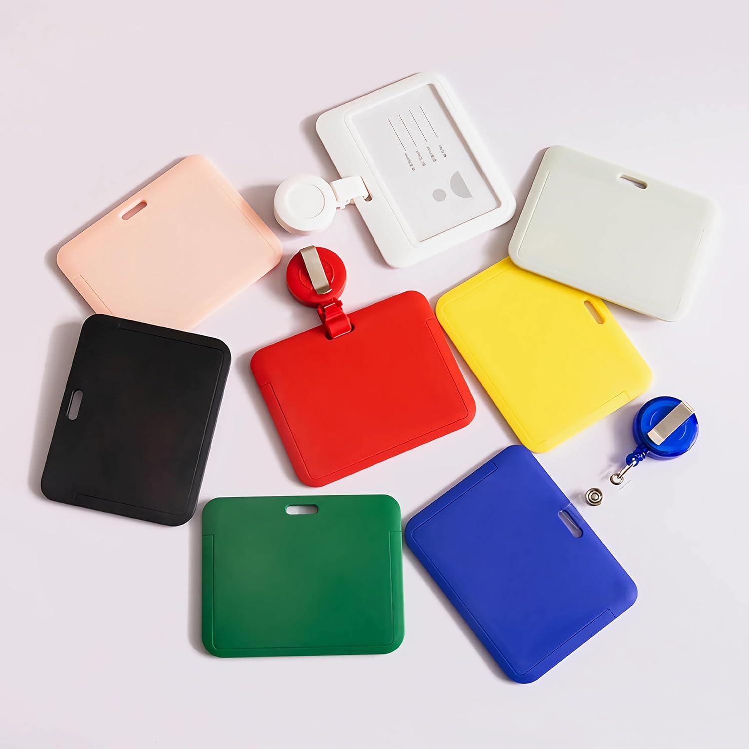 1 Pack Sliding Horizontal ID Badge Holder with Clear Window White ID Card Holder Protector Pouch for Office School ID Credit Cards Proximity Key Cards Driver’s Licenses and Passes