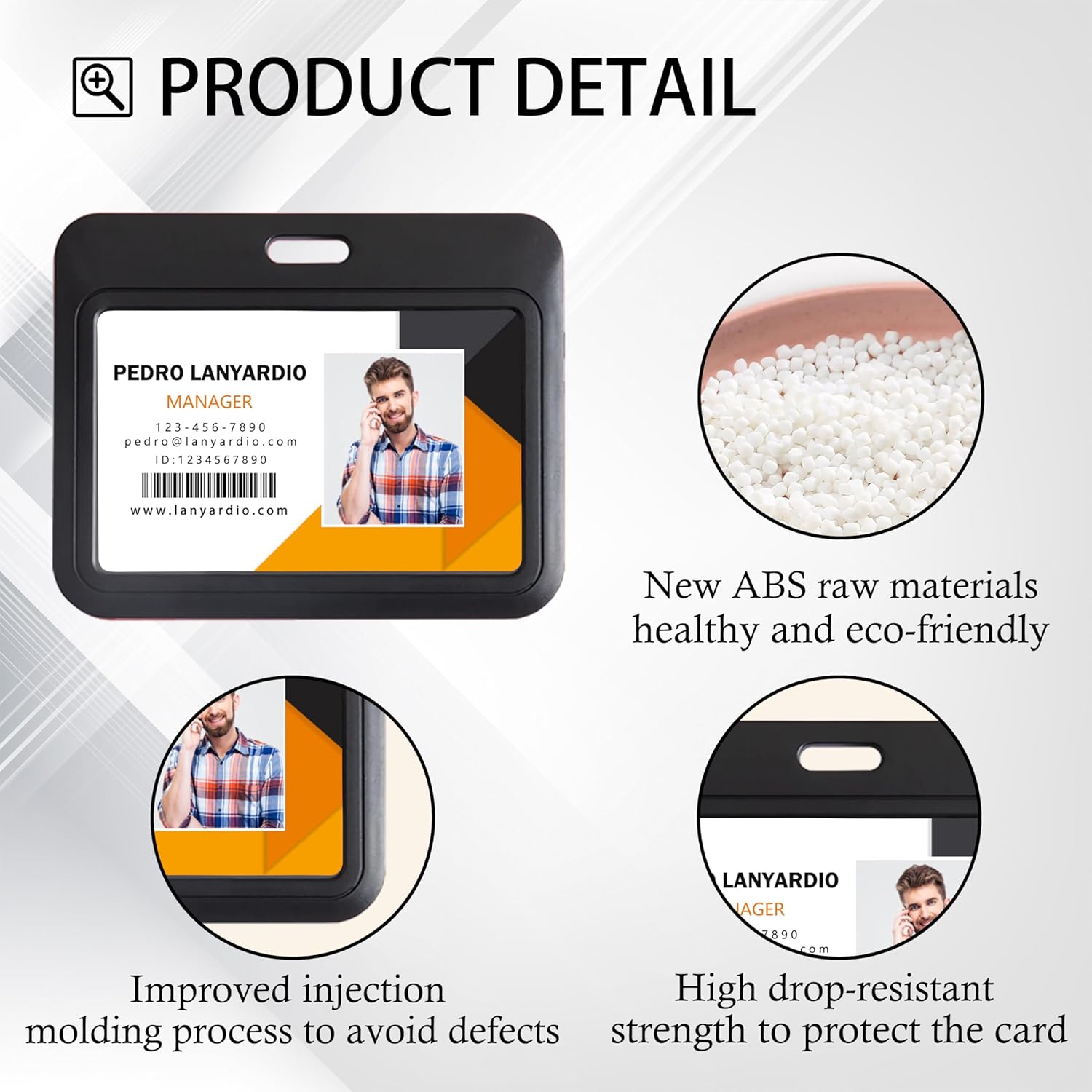 1 Pack Sliding Horizontal ID Badge Holder Hard Black Plastic Card Case Protector Pouch with Clear Window for Office School ID Credit Cards and Proximity Key Cards