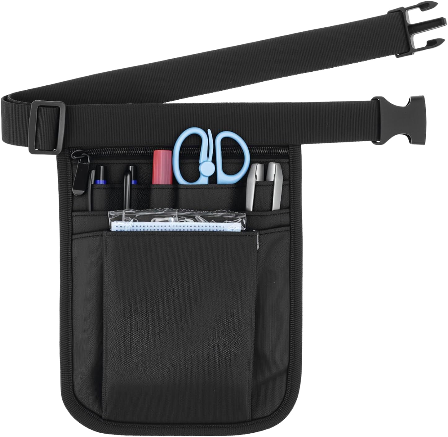Medical Organizer Belt, Nurse Storage Bag Waist Bag Pouch for Medical Scissors Care Kit Tool, Black, 10x7'