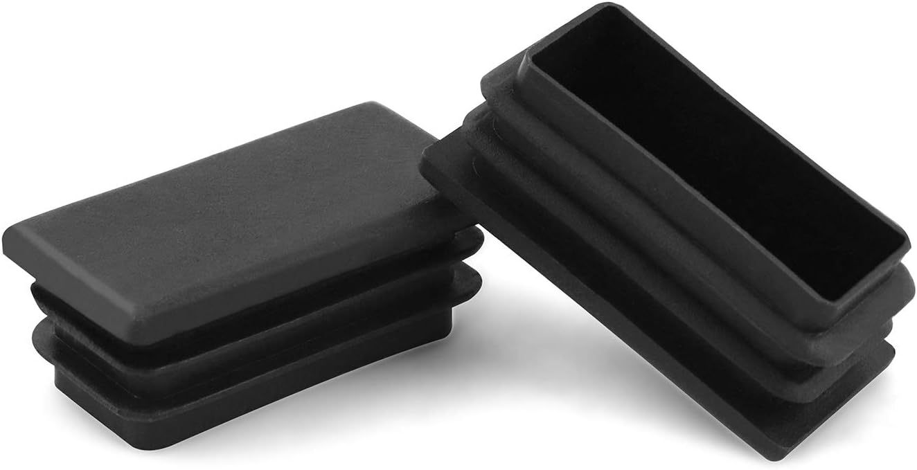 10 PCS 1" X 2" Rectangle Black Plastic Plug End Cap for Pipe Tubing, Chair Leg
