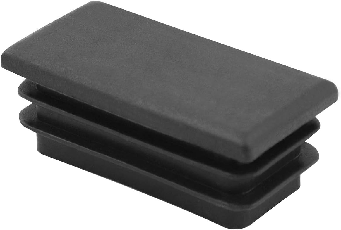 10 PCS 1" X 2" Rectangle Black Plastic Plug End Cap for Pipe Tubing, Chair Leg