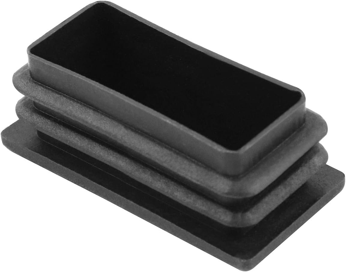10 PCS 1" X 2" Rectangle Black Plastic Plug End Cap for Pipe Tubing, Chair Leg