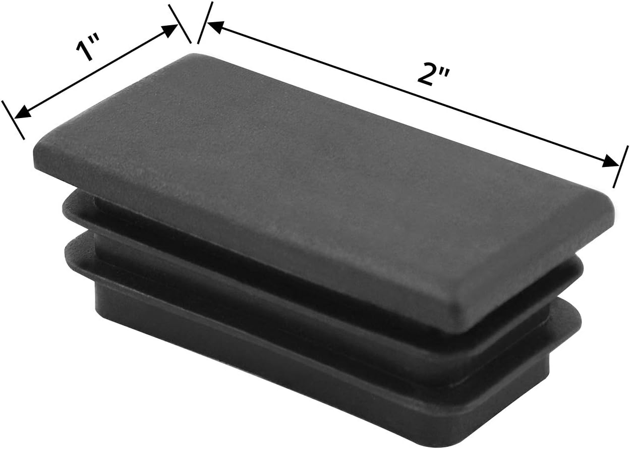 10 PCS 1" X 2" Rectangle Black Plastic Plug End Cap for Pipe Tubing, Chair Leg