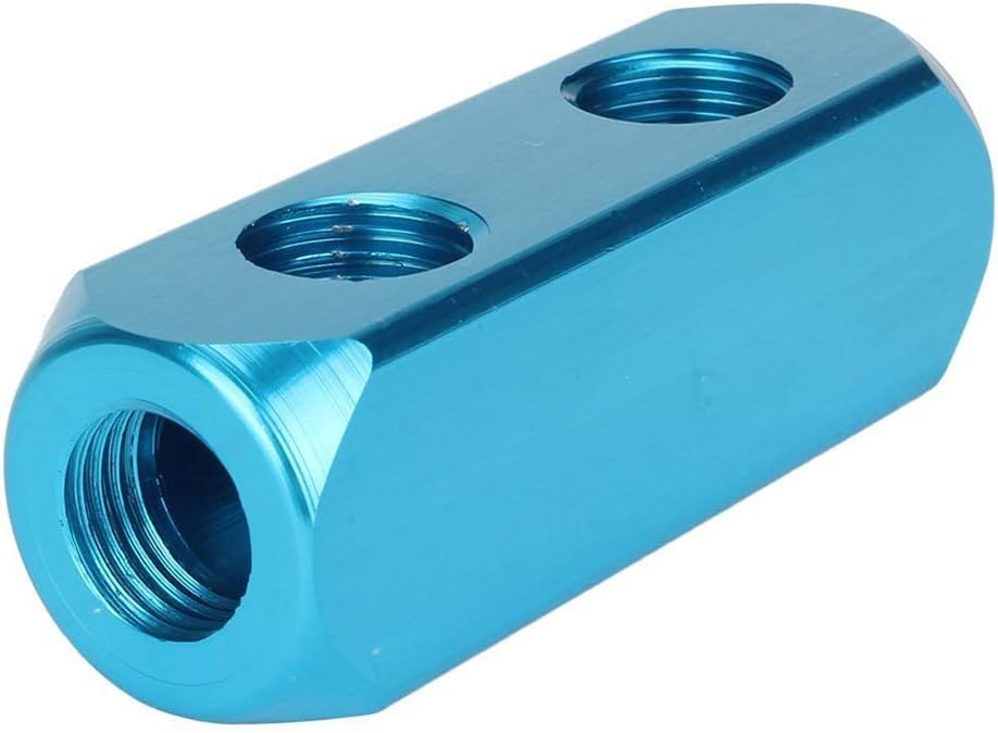 1/4" 2 Way 5 Port Aluminum Air Hose Inline Manifold Block Splitter, Pneumatic Air Compressor Manifold Fitting