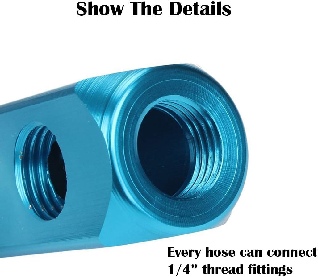 1/4" 2 Way 5 Port Aluminum Air Hose Inline Manifold Block Splitter, Pneumatic Air Compressor Manifold Fitting