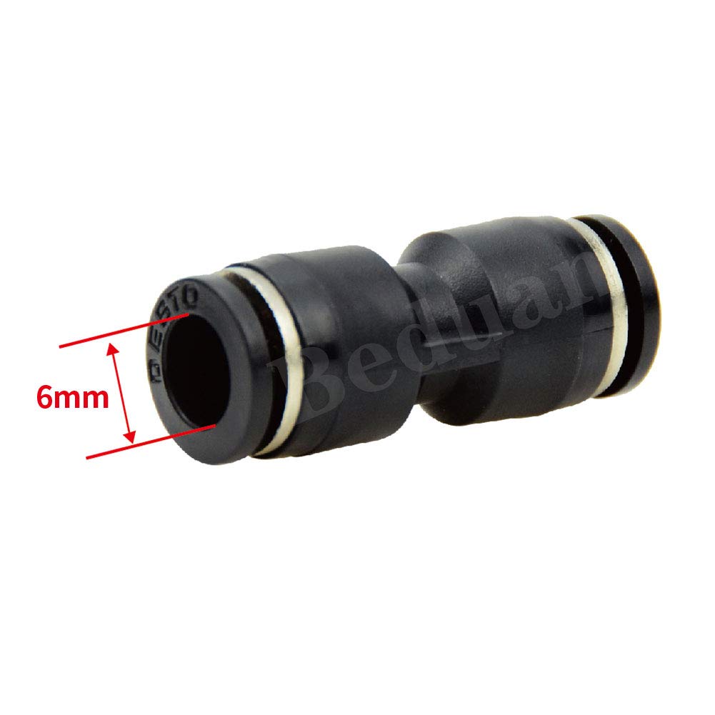 Push to Connect Air Fitting, 6mm x 6mm Tube OD Pneumatic Plastic Air Compressor Tubing Fitting Straight Connect Pack of 10