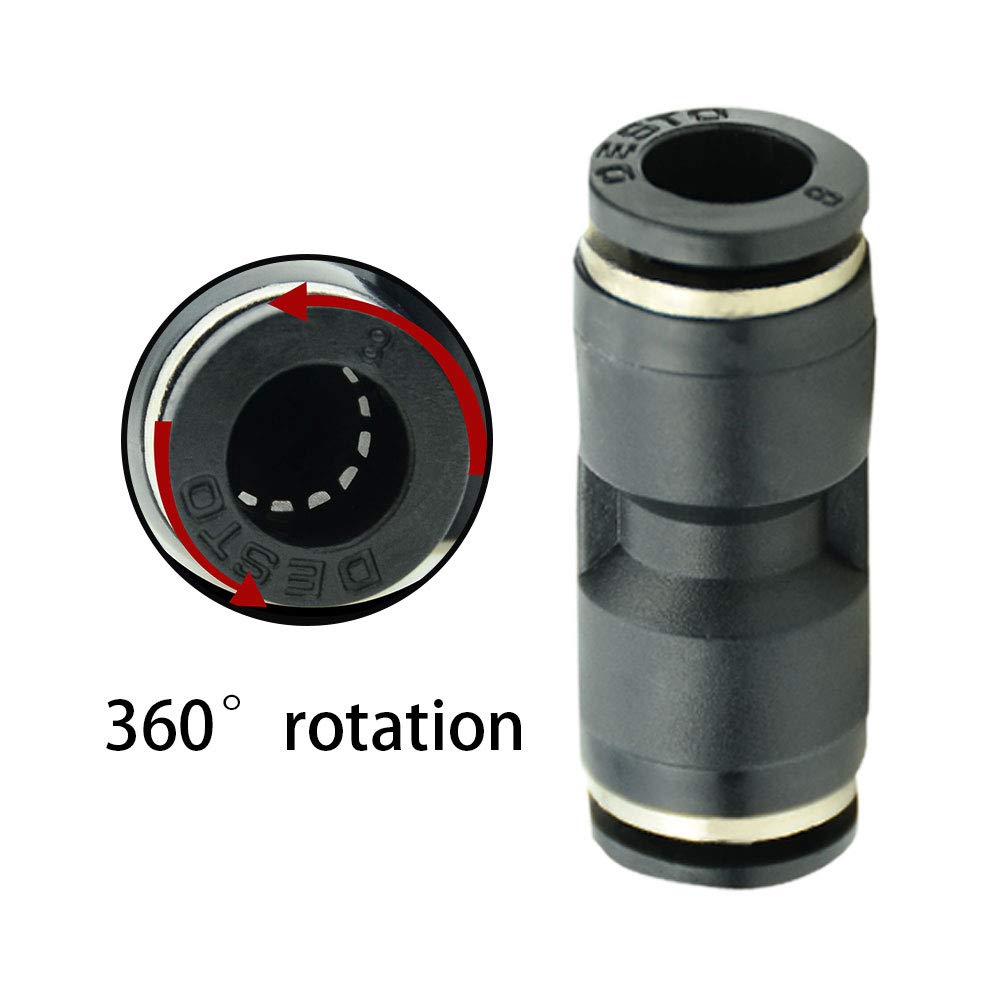 Push to Connect Air Fitting, 6mm x 6mm Tube OD Pneumatic Plastic Air Compressor Tubing Fitting Straight Connect Pack of 10